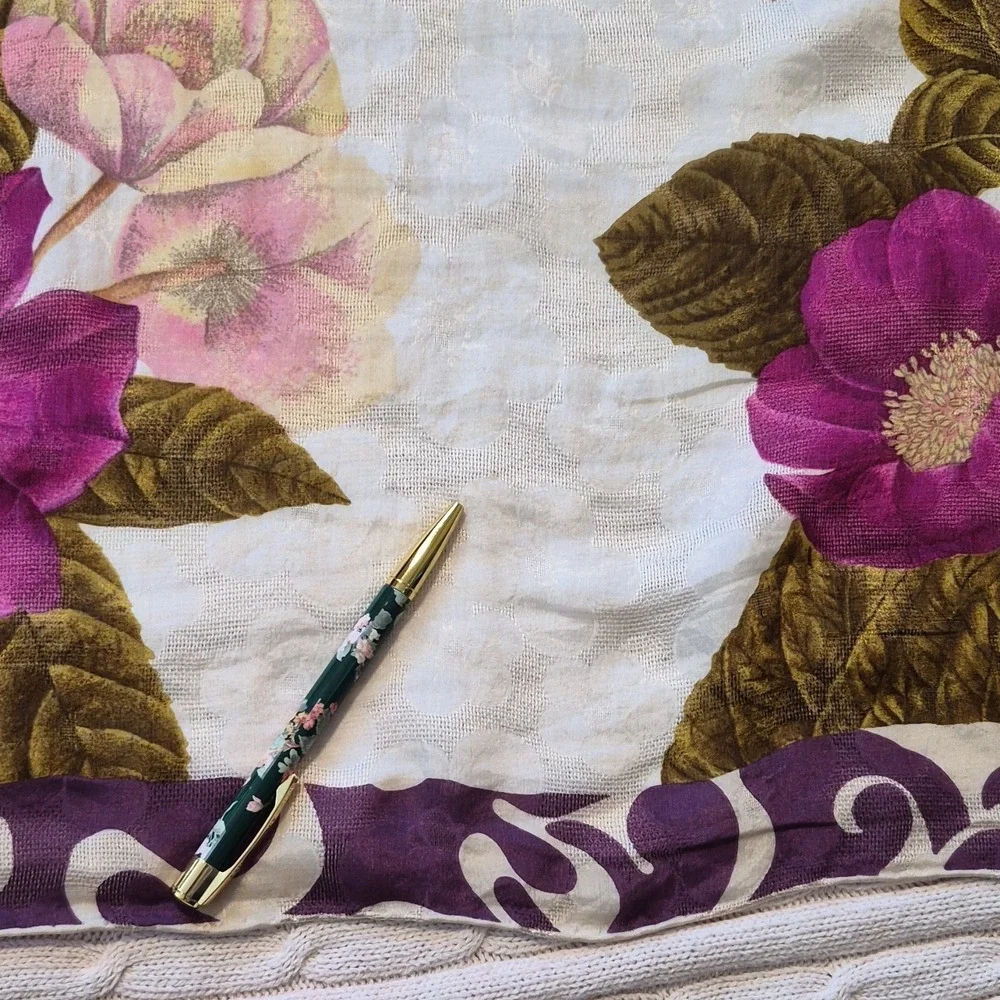 Vintage‎ Emanuel Ungaro Floral Scarf Purple Yellow Green Cream Women's